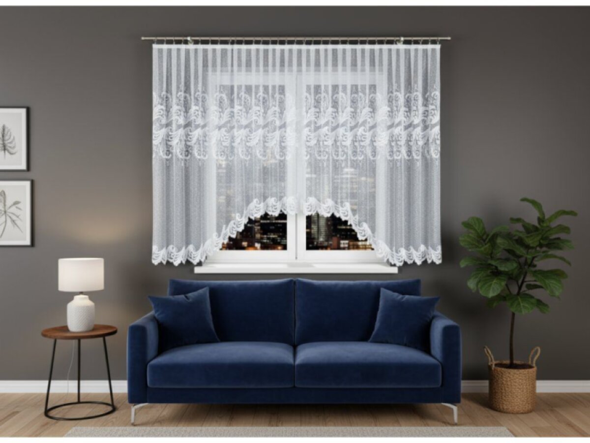 Dekorační krátká vzorovaná záclona na žabky IWONA 160 bílá 500x160 cm MyBestHome