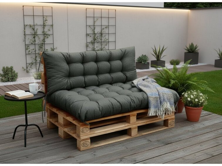 Paletové prošívané sezení PIETRO SET - sedák 120x80 cm, opěrka 120x40 cm, color 02A antracit, Mybesthome