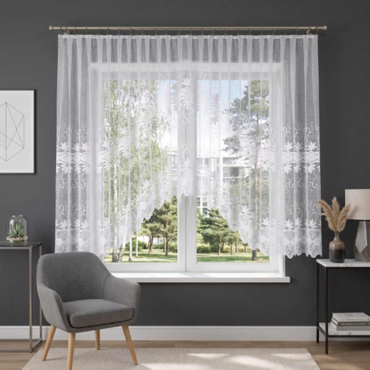 Dekorační oblouková krátká záclona na žabky JOWITA 150 bílá 400x150 cm MyBestHome