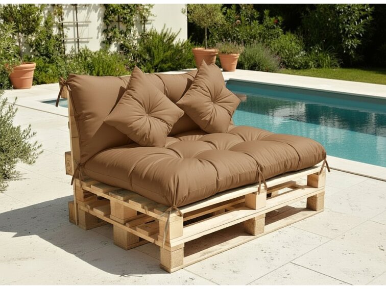 Polstr CARLOS color 44 cappuccino, sedák 120x80 cm, opěrka 120x40 cm, paletové prošívané sezení Mybesthome