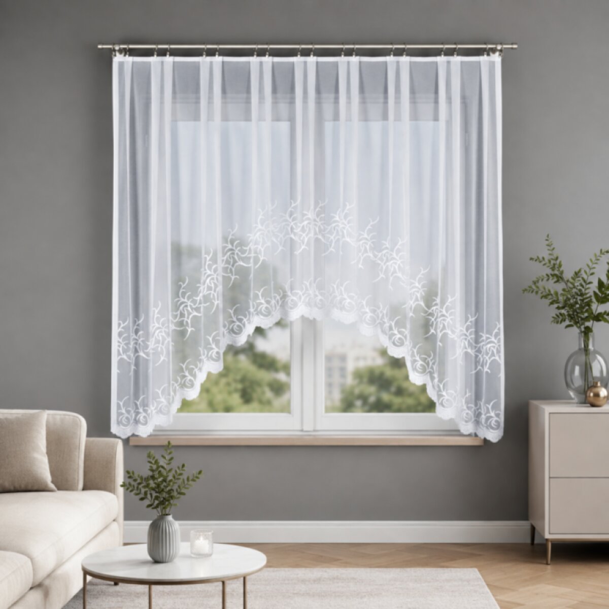 Dekorační oblouková krátká záclona na žabky BAKARO bílá 320x160 cm MyBestHome