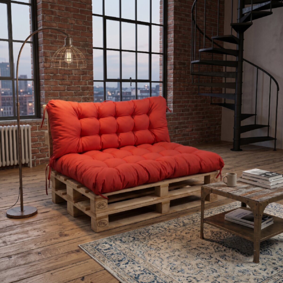 Interiérový polstr na palety LOFT 11 – červená pro paletové sezení do obývacího pokoje Mybesthome