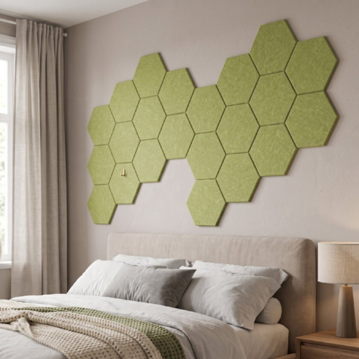 Dekorativní filcový nástěnný panel CROSS zelená 40x46 cm hexagon - sada 2 ks