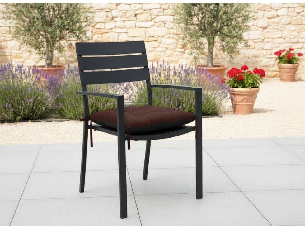 Zahradní prošívaný podsedák na židli JACOB color 27 tmavě hnědá 45x45 cm Mybesthome