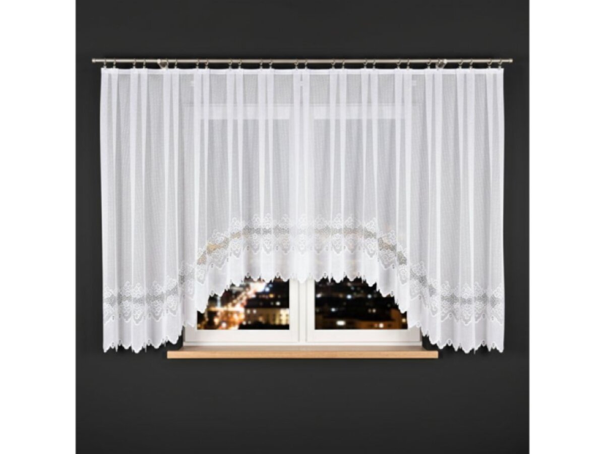 Dekorační krátká vzorovaná záclona na žabky MODESTA 160 bílá 500x160 cm MyBestHome