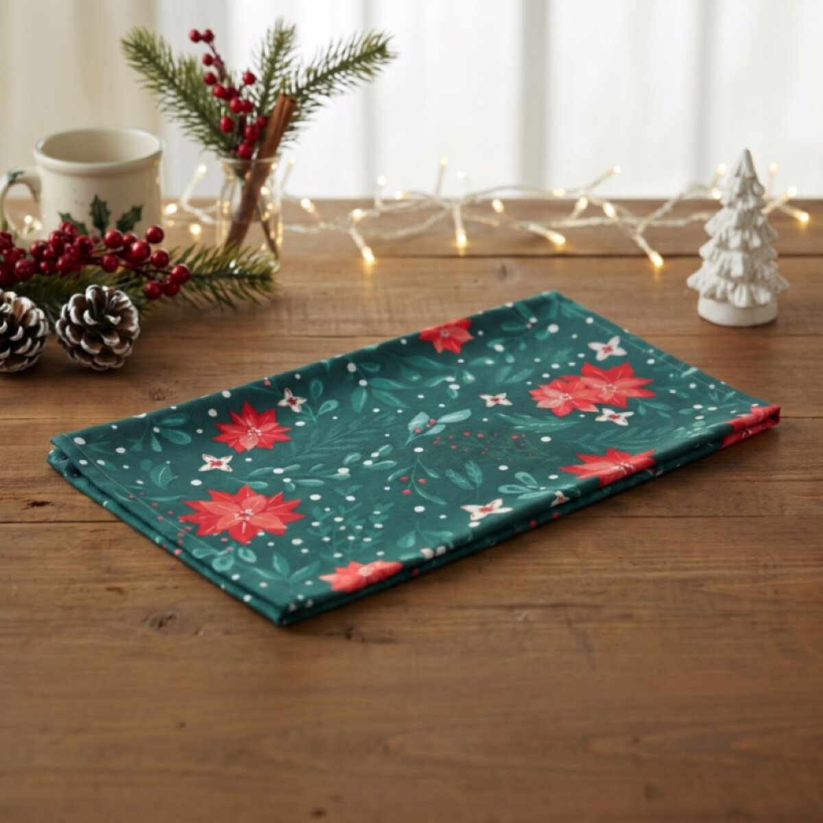 Vánoční kuchyňská utěrka JINGLE BELLS zelená/červená 45x65 cm