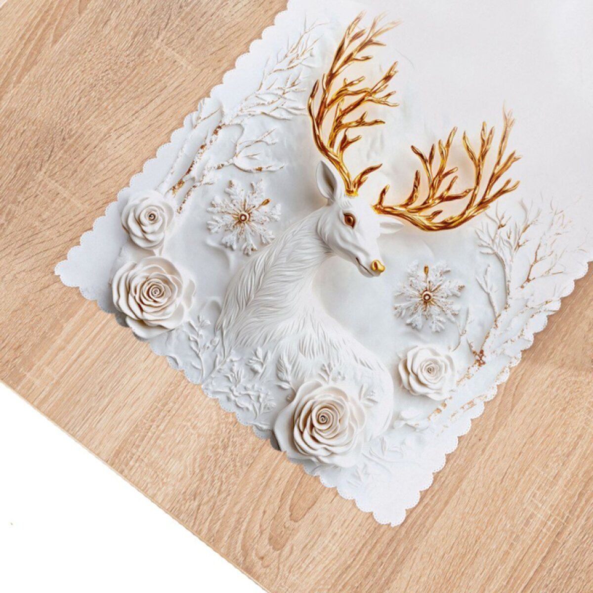 Vánoční běhoun na stůl WINTER DEER 3D 38x140 cm