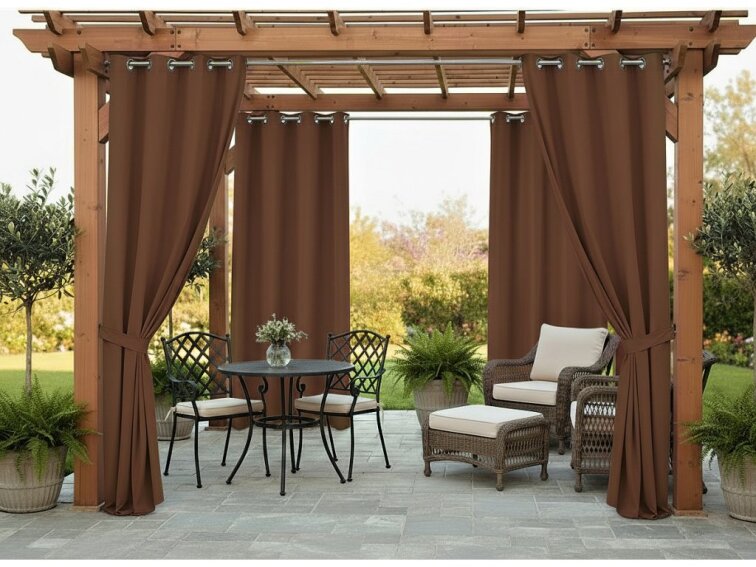 Venkovní zahradní závěs s kroužky MONTANA color 22 hnědá, různé rozměry MyBestHome