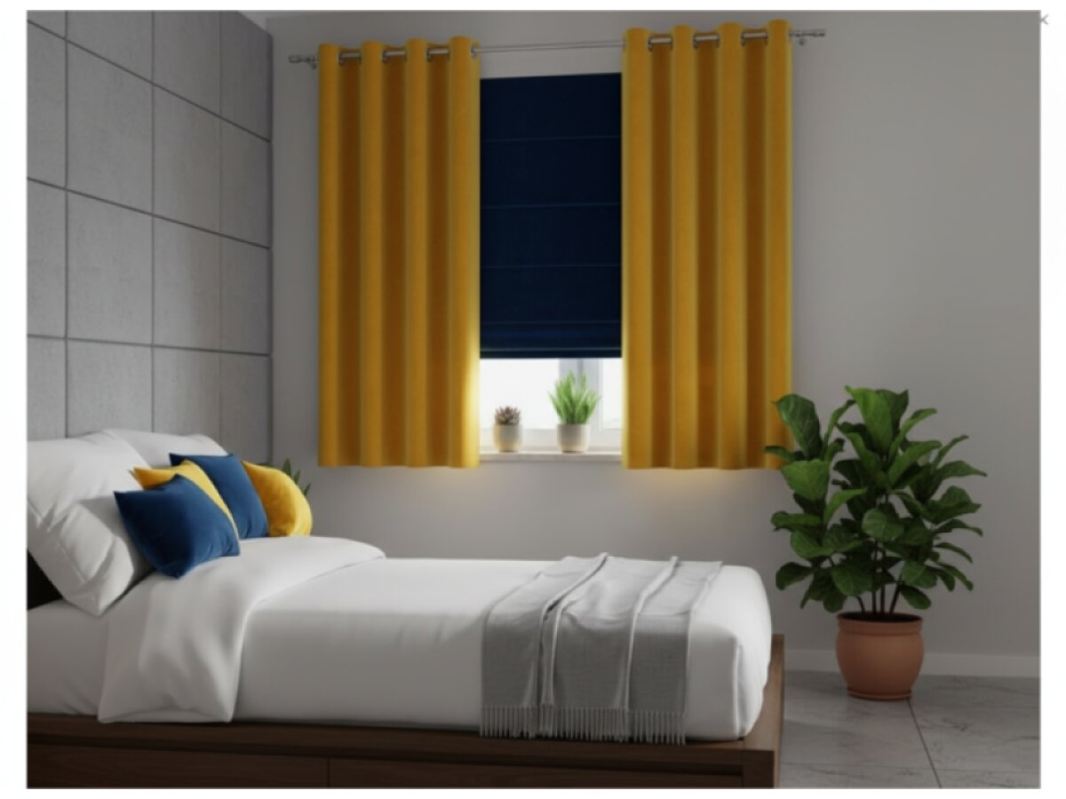 Dekorační krátký velvet závěs s kroužky VITTO 019 mustard/hořčicová 140x160 cm (cena za 1 kus) MyBestHome