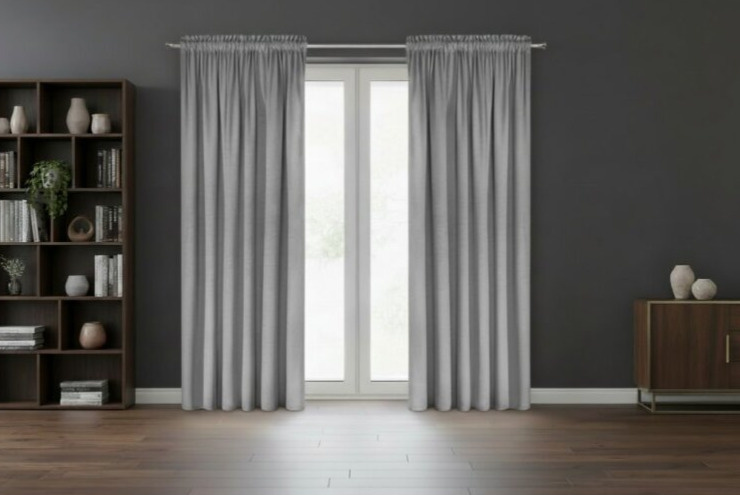 Dekorační VELVET závěs s řasící páskou ESTER 140x270 cm stříbrná (cena za 1 kus) MyBestHome