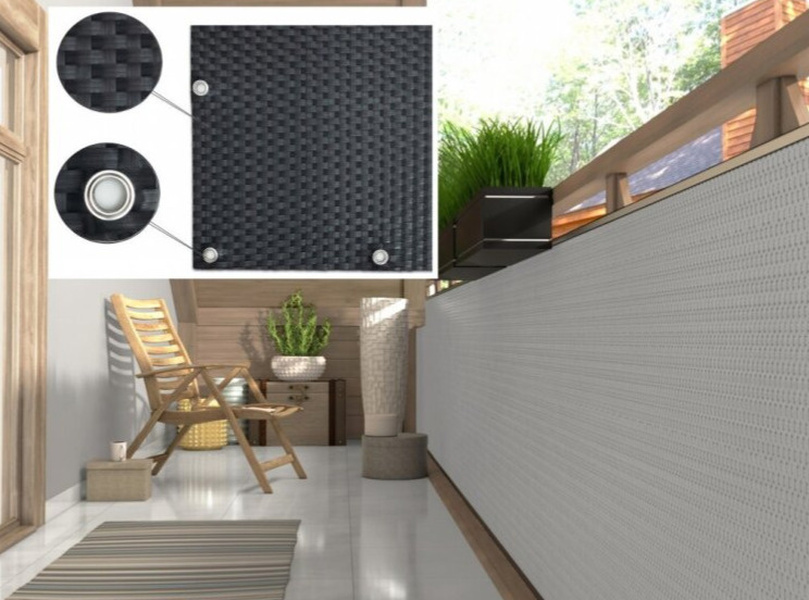 Balkonová ratanová zástěna s očky MALMO výška 90 cm, 100 cm, 110 cm - cena za 1 běžný metr tmavě šedá MyBestHome