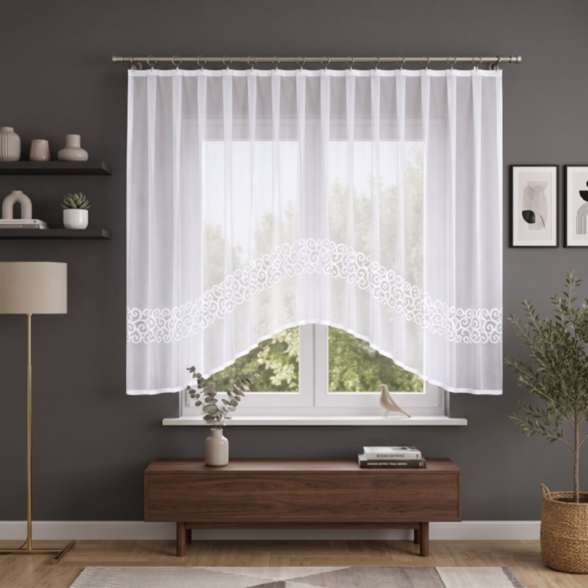 Dekorační oblouková krátká záclona na žabky DANIELA 350x155 cm MyBestHome
