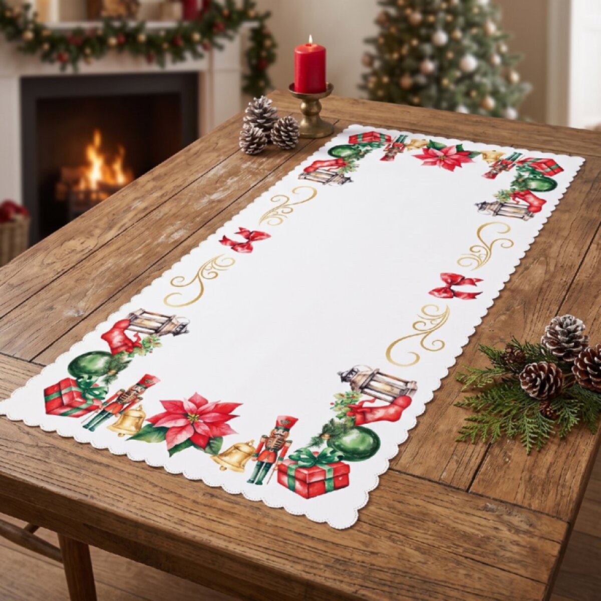 Vánoční běhoun na stůl VÁNOČNÍ HVĚZDA 60x120 cm