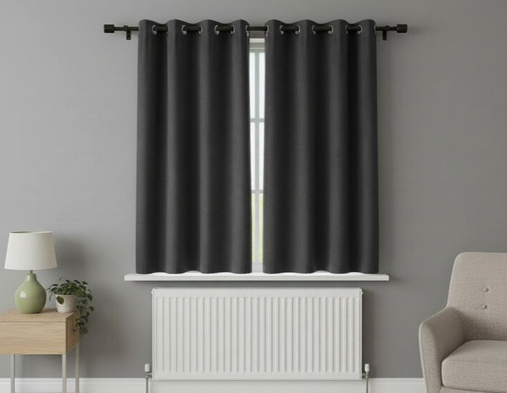 Zatemňovací krátký závěs s kroužky "BLACKOUT" NEW VITORIA 135x160 cm grafitová (cena za 1 kus) Mybesthome