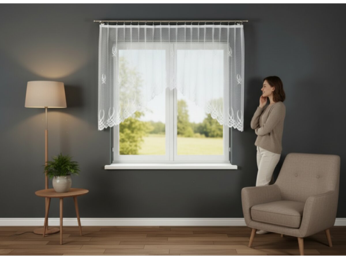 Dekorační oblouková krátká záclona na žabky GOSIA 120 bílá 300x120 cm MyBestHome