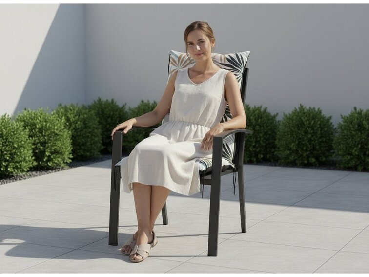 Zahradní prošívaný podsedák na židli s opěrkou 50x50x80 cm CALLUM vzor 134 Mybesthome