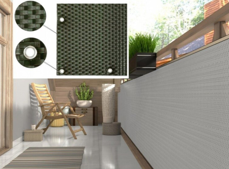 Balkonová ratanová zástěna s očky MALMO výška 90 cm, 100 cm, 110 cm - cena za 1 běžný metr zelená MyBestHome