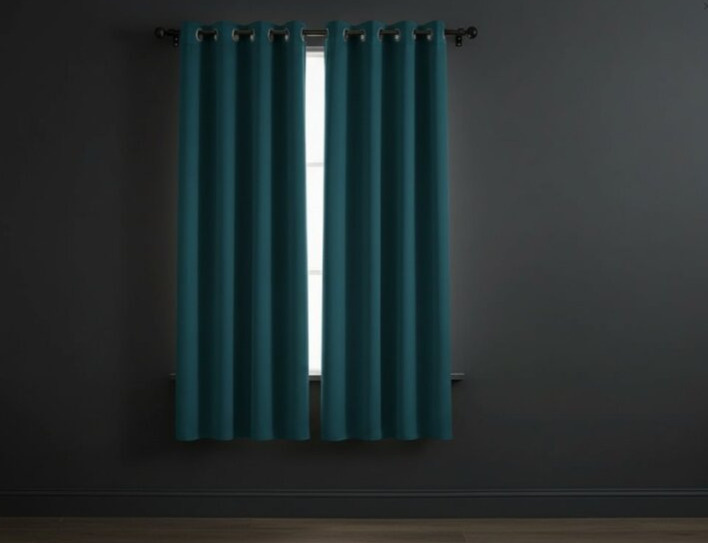 Zatemňovací krátký závěs s kroužky FLAVIA- BLACKOUT 135x180 cm petrolejová (cena za 1 kus) France