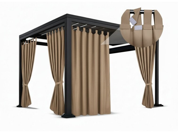 Venkovní zahradní závěs s poutky na suchý zip LISBOA béžová 07 různé rozměry Mybesthome