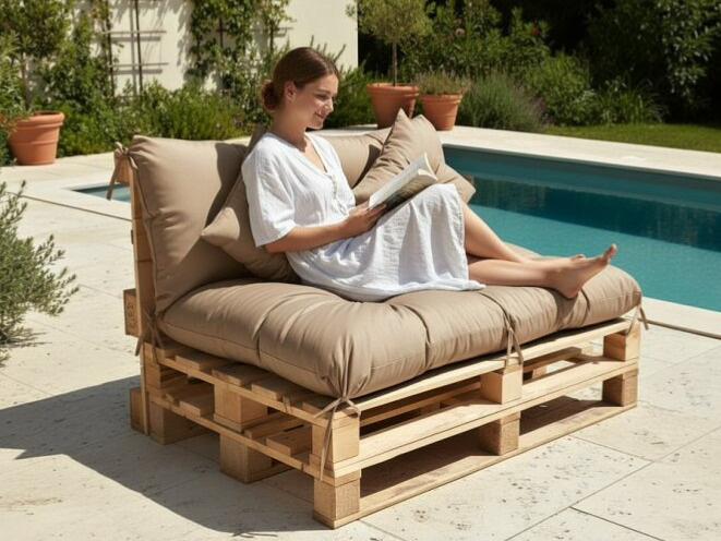 Polstr CARLOS Béžový Set na Paletový Nábytek 120x80 cm