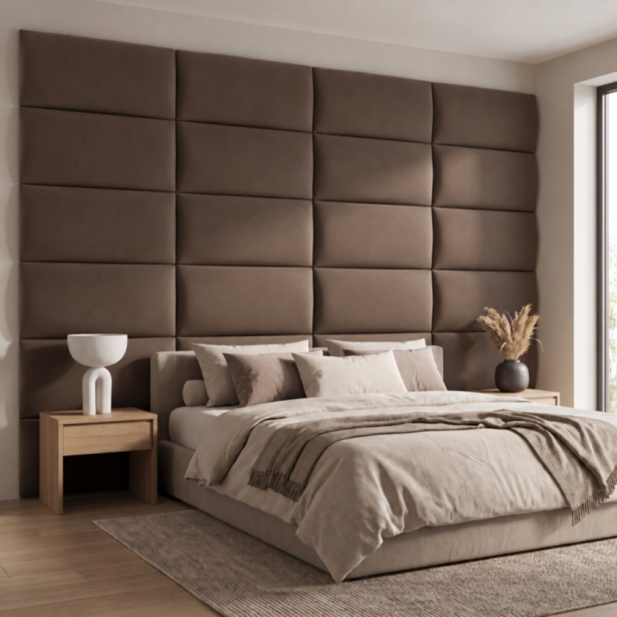 Čalouněný nástěnný panel různé rozměry x šířka 30 cm hnědá obdélník MyBestHome
