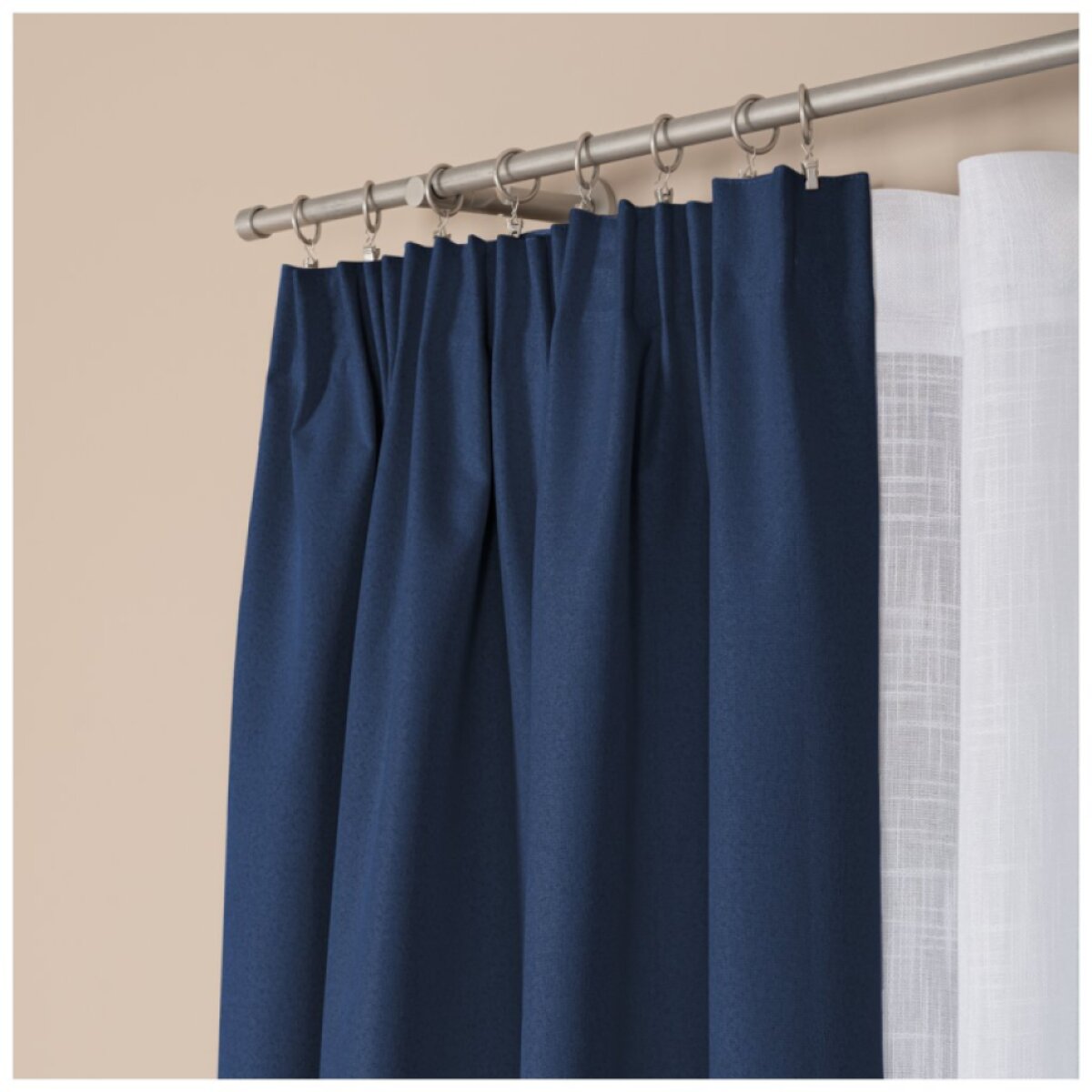 100% zatemňující závěs 140×250 cm SUPER BLACKOUT tmavě modrý 037 s řasící páskou