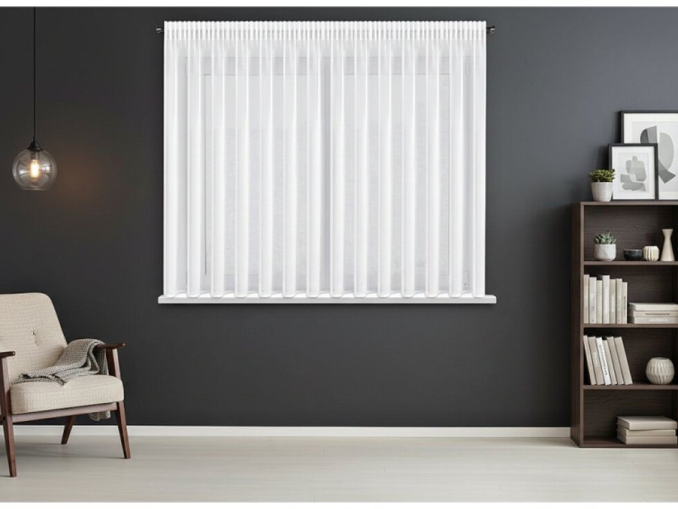 Dekorační krátká šifonová záclona s řasící páskou IZABEL TAPE 350x150 cm bílá MyBestHome