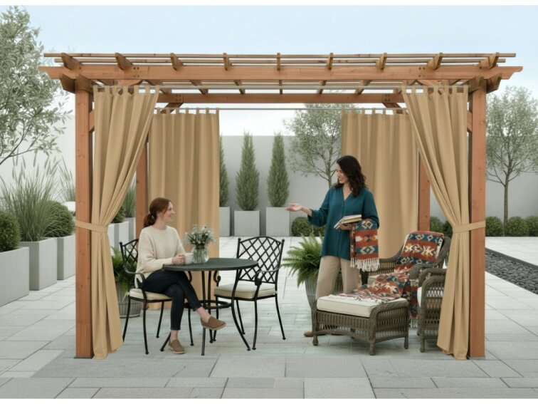Venkovní zahradní závěs s poutky SANTIAGO color 37 latté, různé rozměry MyBestHome