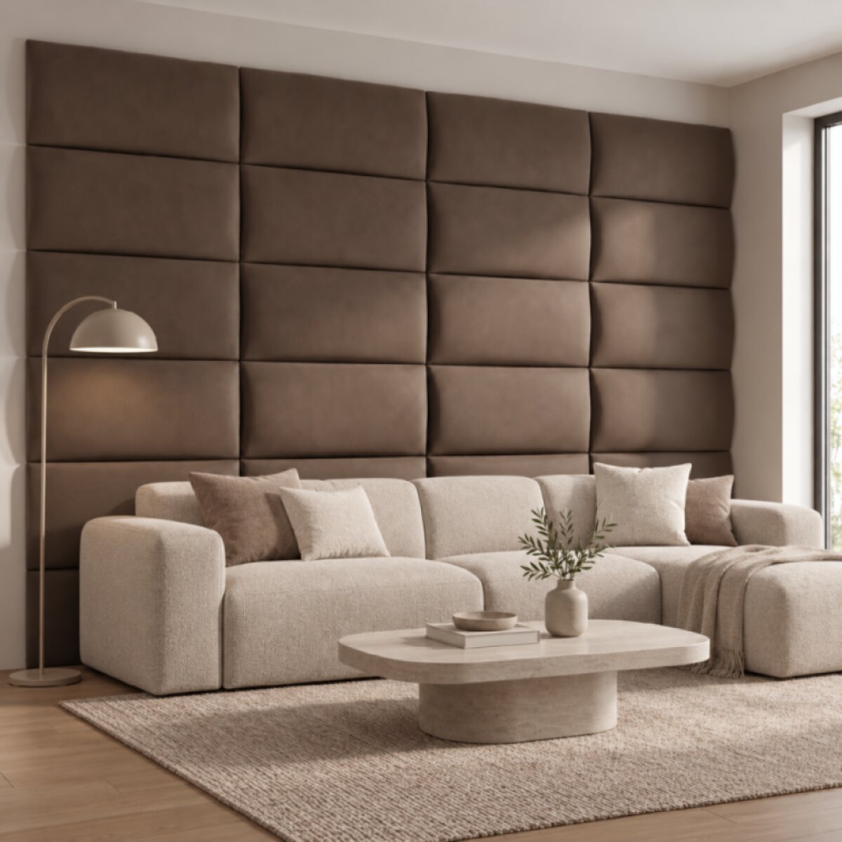 Čalouněný nástěnný panel různé rozměry x šířka 30 cm hnědá obdélník MyBestHome