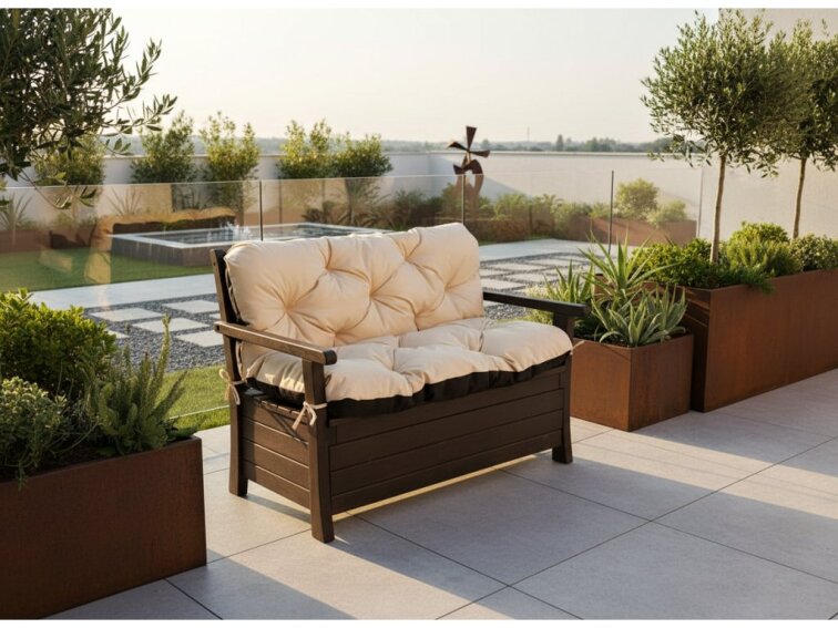 Prošívané sezení JONAS color 17 SVĚTLE BÉŽOVÁ různé rozměry, polstr na zahradní lavici - sedák s opěrkou, Mybesthome