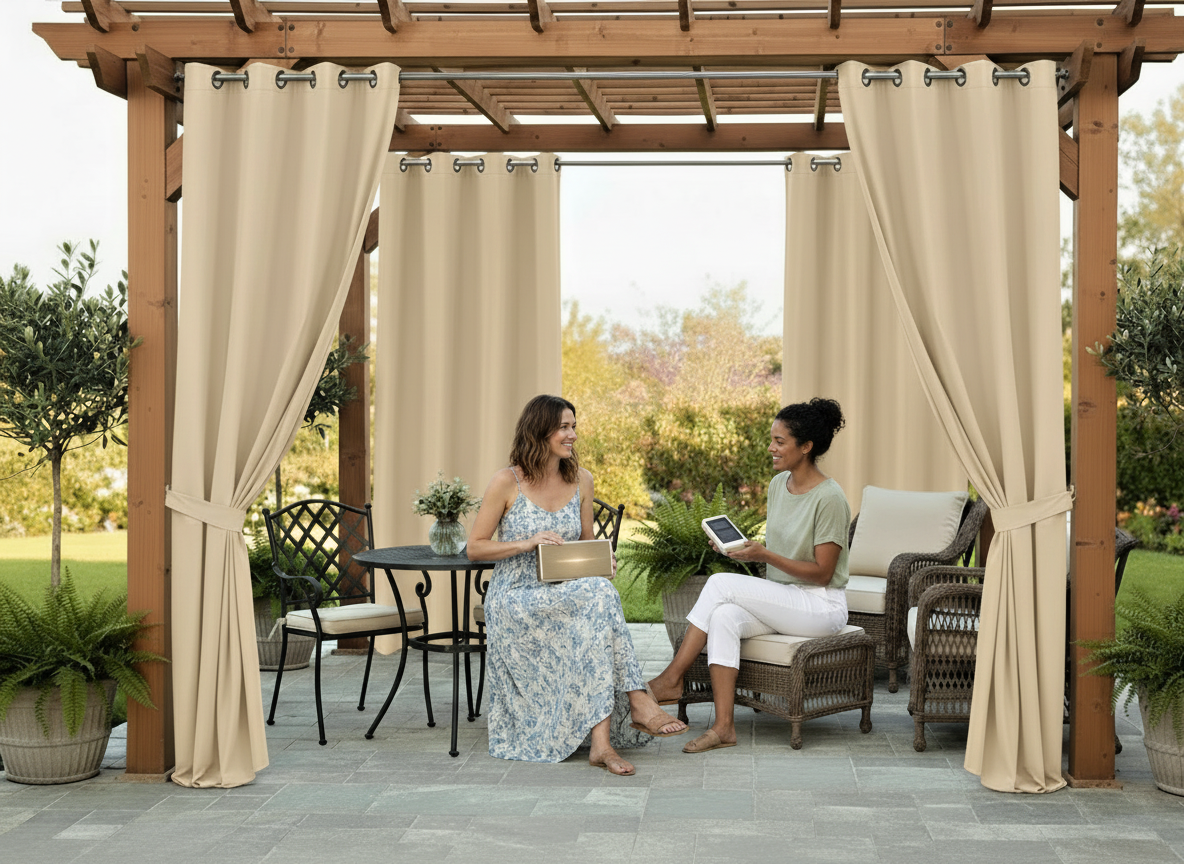 Venkovní zahradní závěs s kroužky MONTANA color 17 světle béžová, různé rozměry MyBestHome