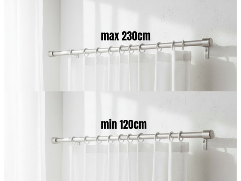 Kovová teleskopická garnýž VINCENZO nerezová ocel 120-230 cm Ø 16/19 mm jednořadá Mybesthome