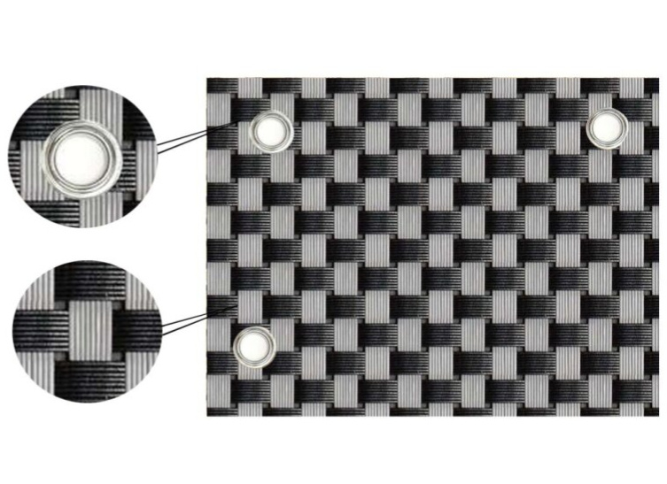 Balkonová ratanová zástěna s očky PORI výška 90 cm, 100 cm - cena za 1 běžný metr černá/šedá MyBestHome