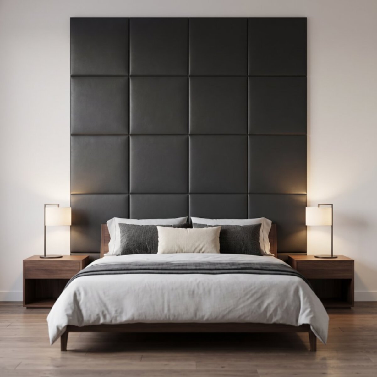 Čalouněný nástěnný panel s EKO KŮŽÍ různé rozměry grafitová čtverec MyBestHome