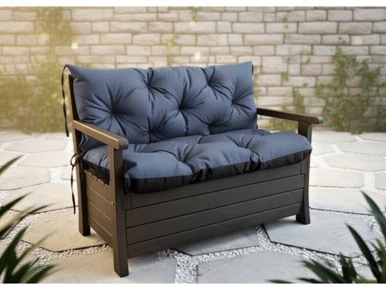 Prošívané sezení ELIAS 550 color 04 MODRÁ různé rozměry, polstr na zahradní lavici - sedák s opěrkou, Mybesthome