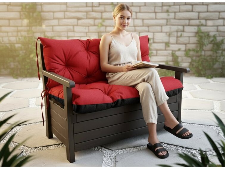 Prošívané sezení ELIAS 550 color 11 ČERVENÁ různé rozměry, polstr na zahradní lavici - sedák s opěrkou, Mybesthome