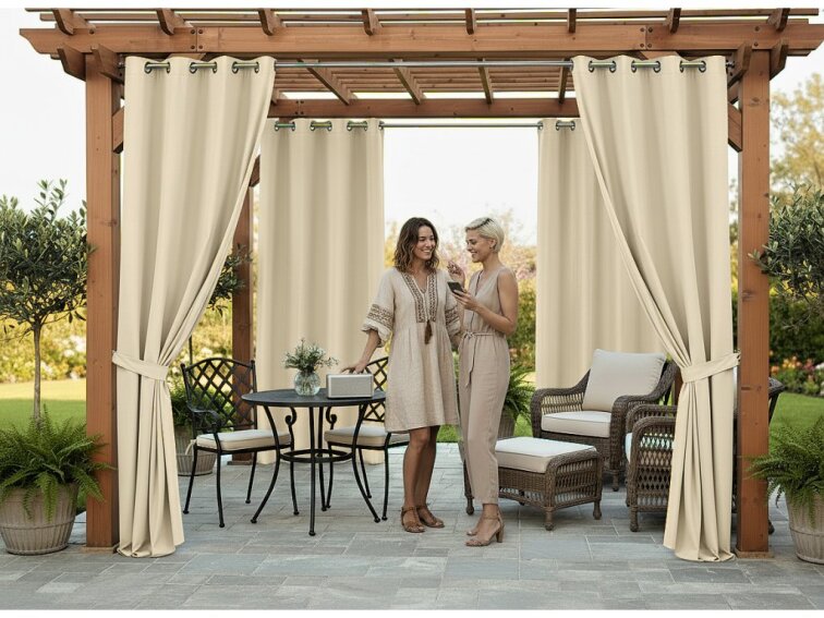 Venkovní zahradní závěs s kroužky MONTANA color 16 smetanová, různé rozměry MyBestHome