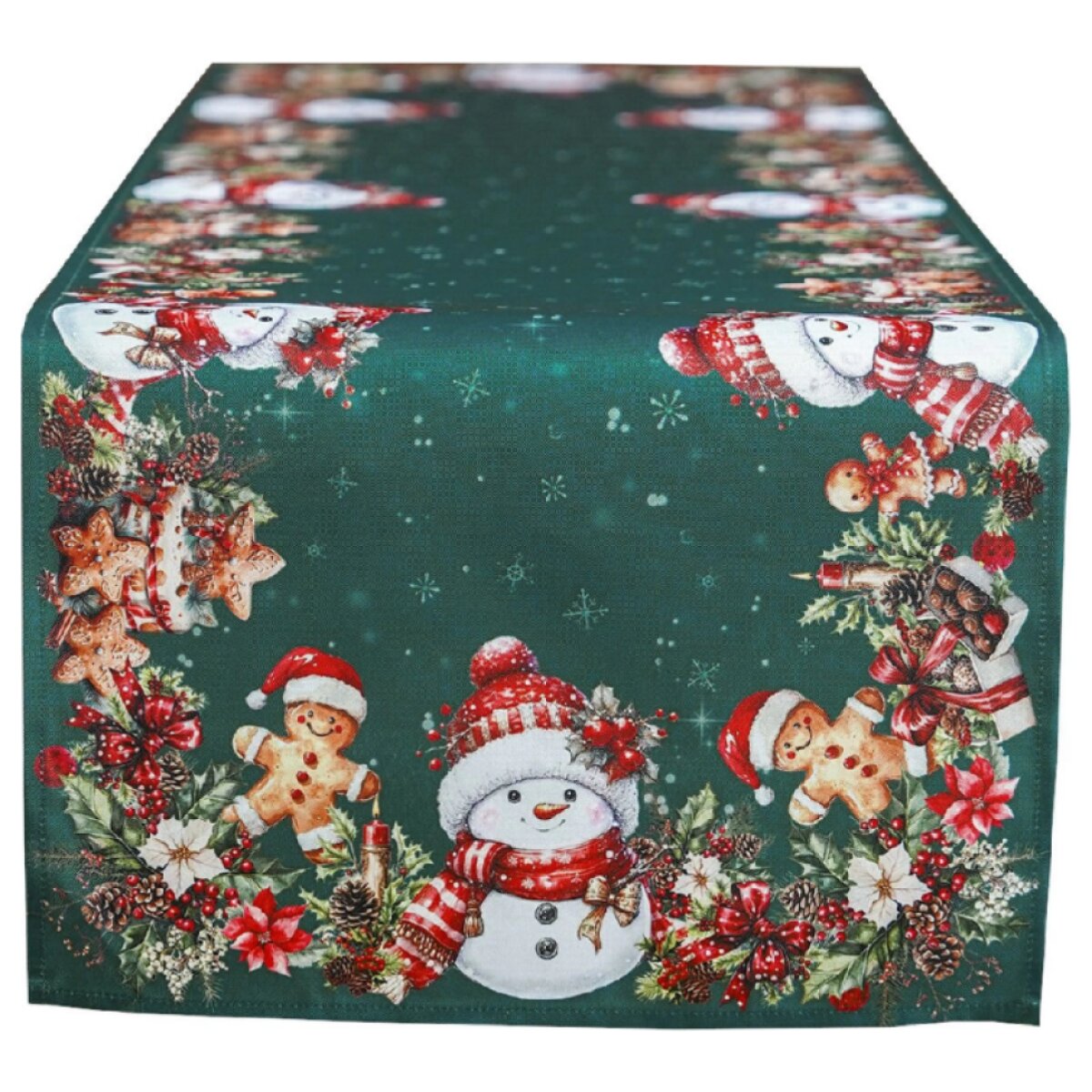 Vánoční běhoun na stůl XMAS PARTY zelená 40x140 cm