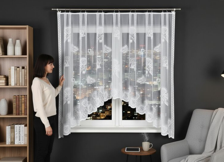 Dekorační oblouková krátká záclona na žabky AGATKA 160 bílá 300x160 cm MyBestHome