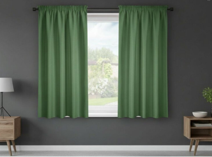 Dekorační krátký závěs s řasící páskou SAMARA zelená 140x175 cm (cena za 1 kus) MyBestHome