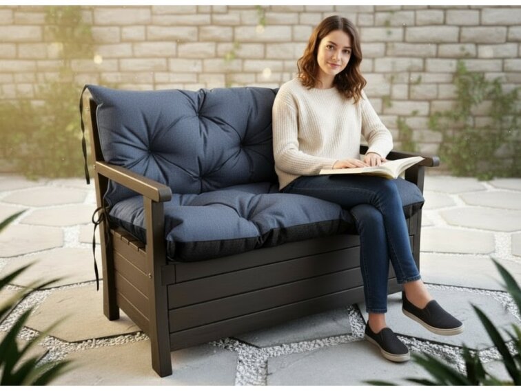 Prošívané sezení ELIAS 550 color 04 MODRÁ různé rozměry, polstr na zahradní lavici - sedák s opěrkou, Mybesthome