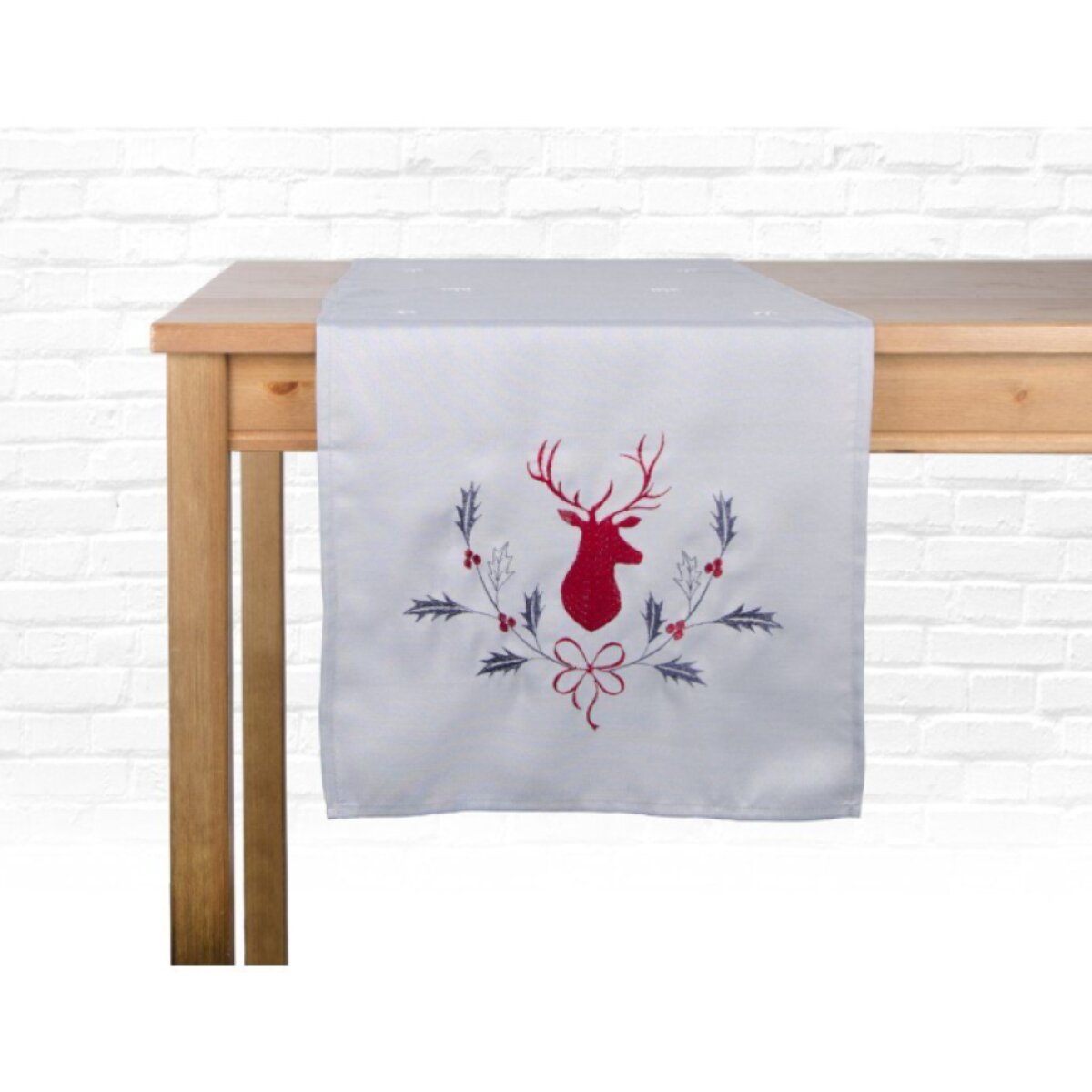 Vánoční běhoun na stůl DEER 40x140 cm, světle šedá