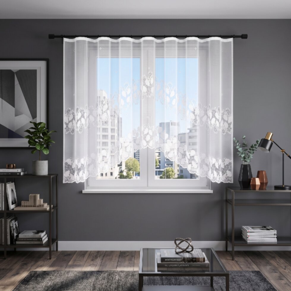 Dekorační žakárová záclona s řasící páskou EMILA 135 bílá 300x135 cm MyBestHome