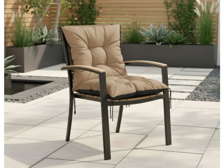 Zahradní prošívaný podsedák na židli s opěrkou OSCAR 50x50x50 cm color 21 béžová Mybesthome