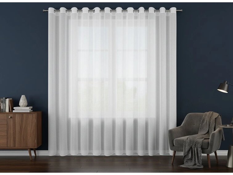 Dekorační dlouhá záclona s kroužky s jemnou stukturou STELLA 350x250 cm bílá MyBestHome