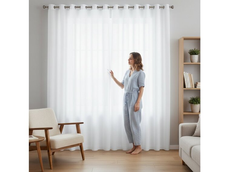 Dekorační dlouhá záclona s kroužky s jemnou stukturou STELLA 350x250 cm bílá MyBestHome