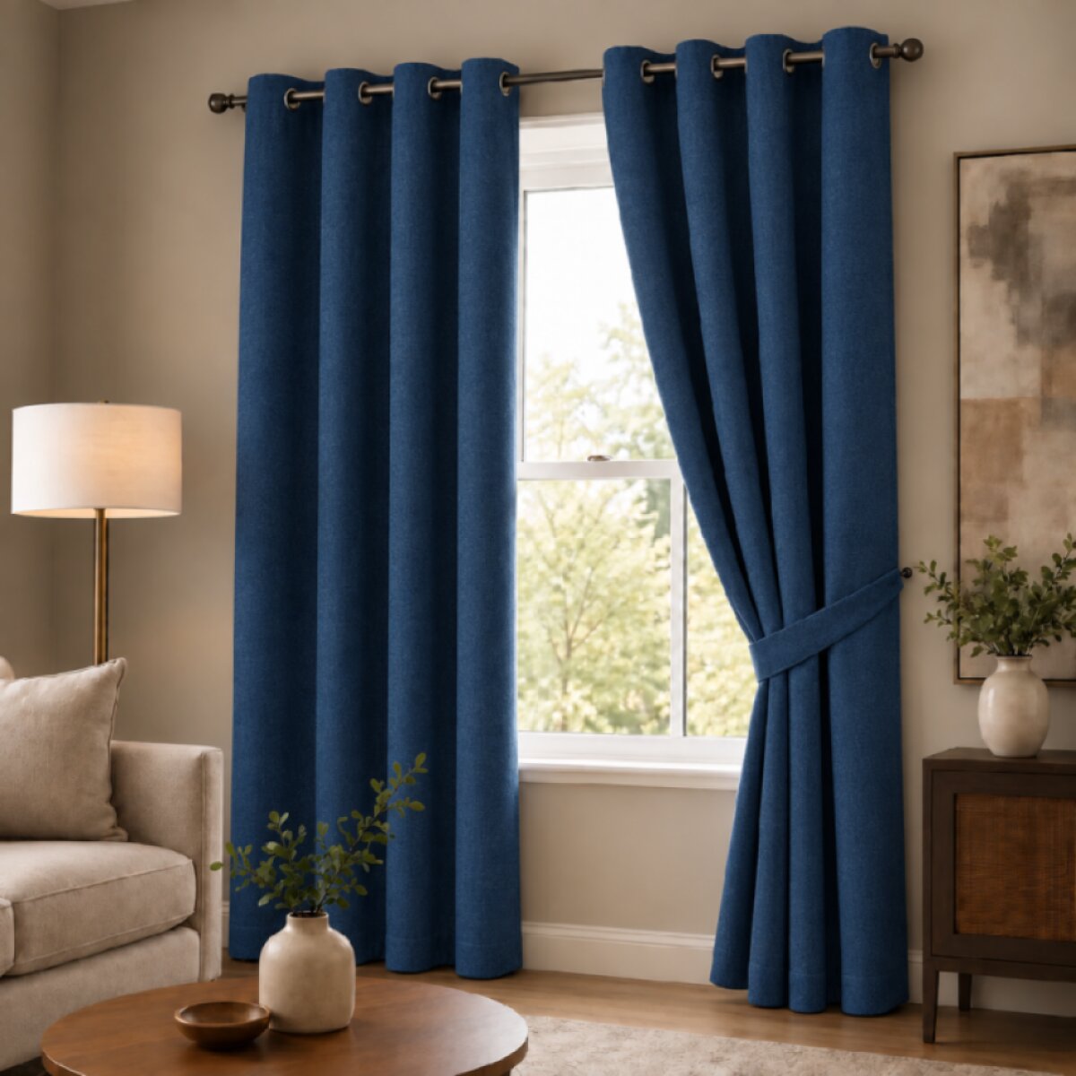 100% zatemňující závěs 140×250 cm SUPER BLACKOUT tmavě modrý 037 s kroužky
