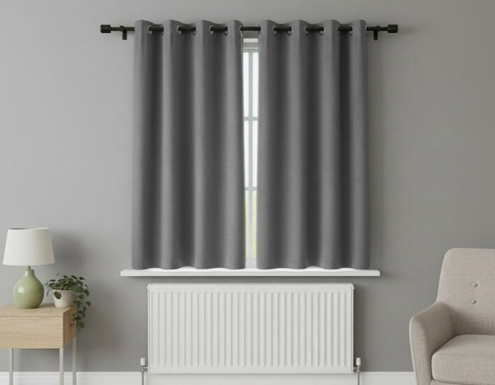 Zatemňovací krátký závěs s kroužky "BLACKOUT" NEW VITORIA 135x160 cm šedá (cena za 1 kus) Mybesthome