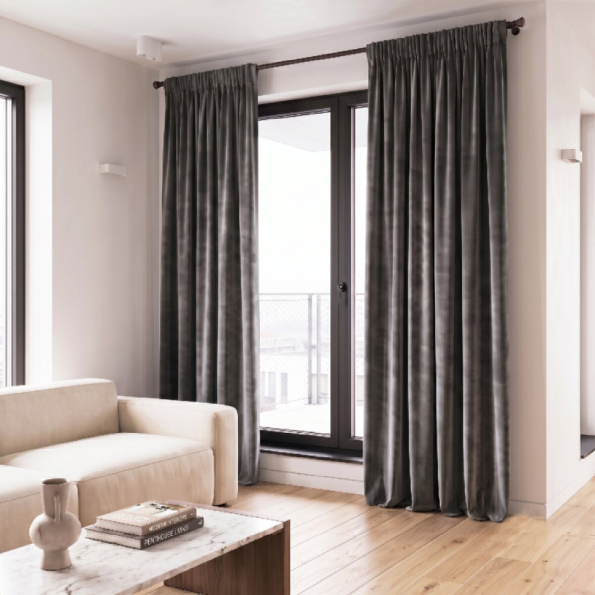 Dekorační závěs s řasící páskou VALMONT 140 cm x 250 nebo 260 cm color 006 tmavě šedá (cena za 1 kus) MyBestHome