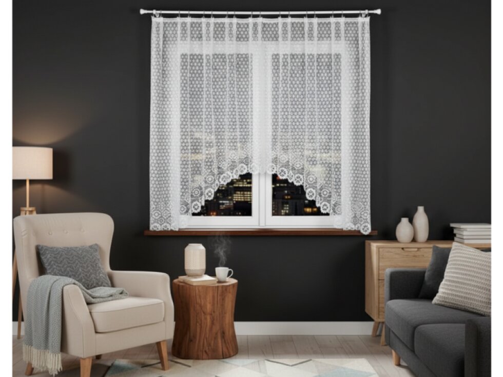 Dekorační oblouková krátká záclona na žabky FAUSTYNA 160 bílá 300x160 cm MyBestHome